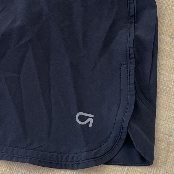 Gap Fit Black Athletic Bike Shorts S Activewear White Stripes Zip Pocket GStep - Picture 2 of 10